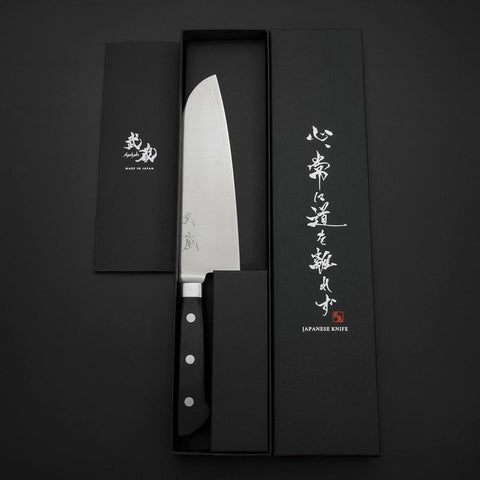 Santoku Molybdenum Polished Western Black Handle 175mm-[Musashi]-[Japanese-Kitchen-Knives]