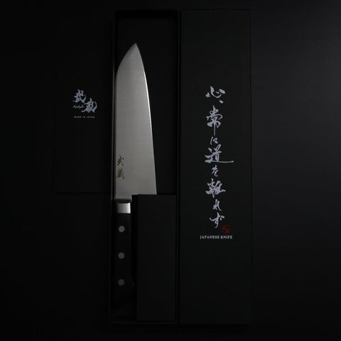 Santoku Molybdenum Polished Western Black Handle 175mm-[Musashi]-[Japanese-Kitchen-Knives]