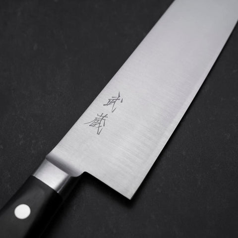 Santoku Molybdenum Polished Western Black Handle 180mm (7”)-[Musashi]-[Japanese-Kitchen-Knives]