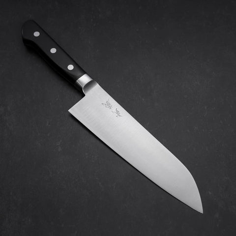 Santoku Molybdenum Polished Western Black Handle 180mm (7”)-[Musashi]-[Japanese-Kitchen-Knives]