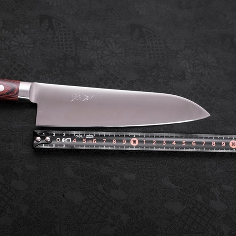 Santoku Molybdenum Polished Western Mahogany Handle 180mm (7”)-[Musashi]-[Japanese-Kitchen-Knives]