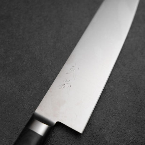 Santoku Molybdenum Polished Western Purple Handle 180mm-[Musashi]-[Japanese-Kitchen-Knives]