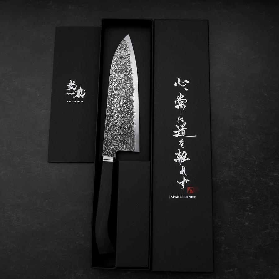 Santoku SG-2 Black Damascus Western Ebony Handle 180mm (7”)-[Musashi]-[Japanese-Kitchen-Knives]