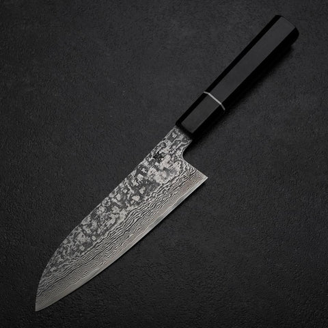 Santoku SG-2 Damascus Ebony Handle 165mm-[Musashi]-[Japanese-Kitchen-Knives]