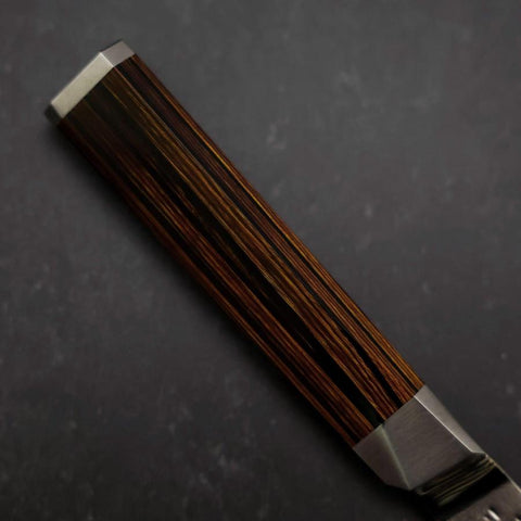 Santoku SG-2 Mirror Tsuchime Damascus Octagonal Mahogany Handle 180mm (7”)-[Musashi]-[Japanese-Kitchen-Knives]