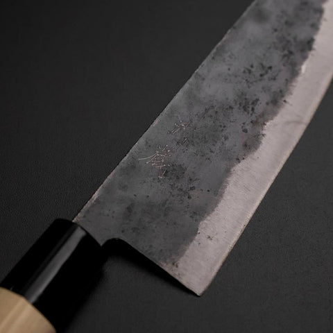 Santoku SK Steel Kurouchi Kurigata Magnolia Handle 165mm (6.5”)-[Musashi]-[Japanese-Kitchen-Knives]