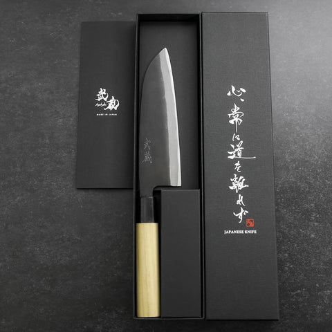 Santoku SK Steel Kurouchi Magnolia Handle 165mm (6.5”)-[Musashi]-[Japanese-Kitchen-Knives]