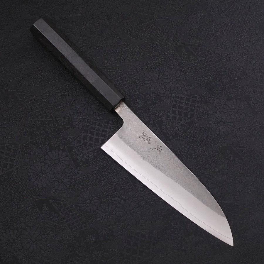Santoku SKD11 Nashiji Buffalo Ebony Handle 165mm-SKD11-Nashiji-Japanese Handle-[Musashi]-[Japanese-Kitchen-Knives]