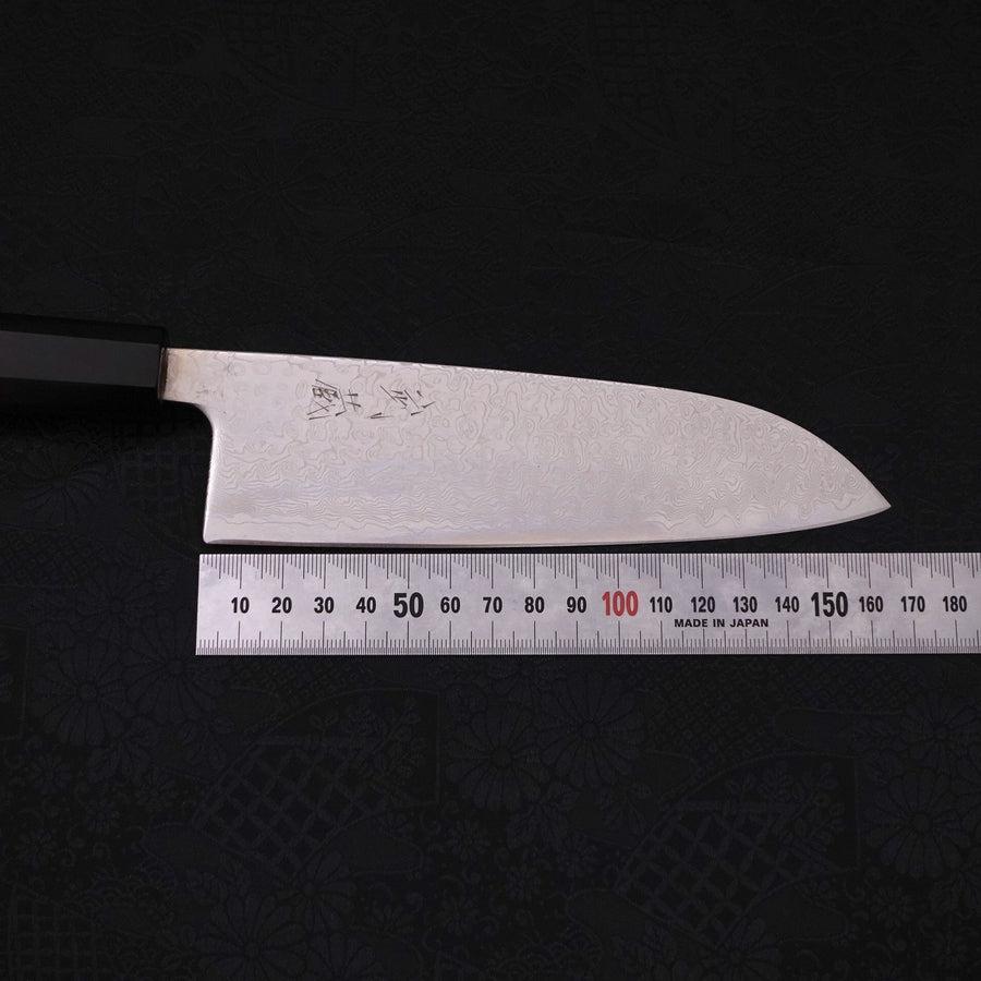 Santoku SKD11 Nickel Damascus Buffalo Ebony Handle 165mm-Damascus-Japanese Handle-[Musashi]-[Japanese-Kitchen-Knives]