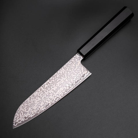 Santoku SLD Black Damascus Ebony Handle 170mm-[Musashi]-[Japanese-Kitchen-Knives]