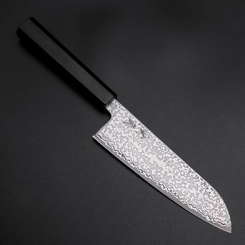 Santoku SLD Black Damascus Ebony Handle 170mm-[Musashi]-[Japanese-Kitchen-Knives]