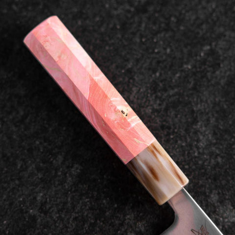 Santoku SLD Mirror Buffalo Dark Pink Maple Handle 170mm-[Musashi]-[Japanese-Kitchen-Knives]