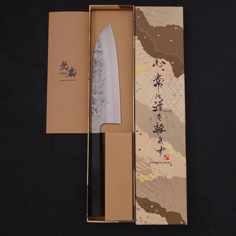 Santoku SLD Nashiji Washi Buffalo Ebony Handle 165mm (6.5”)-[Musashi]-[Japanese-Kitchen-Knives]