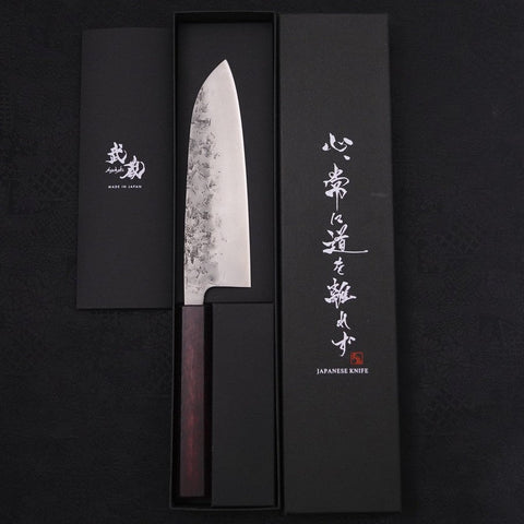 Santoku SLD Nashiji Washi Purple Urushi Handle 165mm (6.5”)-[Musashi]-[Japanese-Kitchen-Knives]