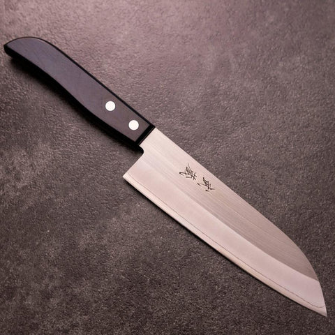 Santoku SLD Polished Western Black Handle 165mm (Tsuba Nashi)-[Musashi]-[Japanese-Kitchen-Knives]