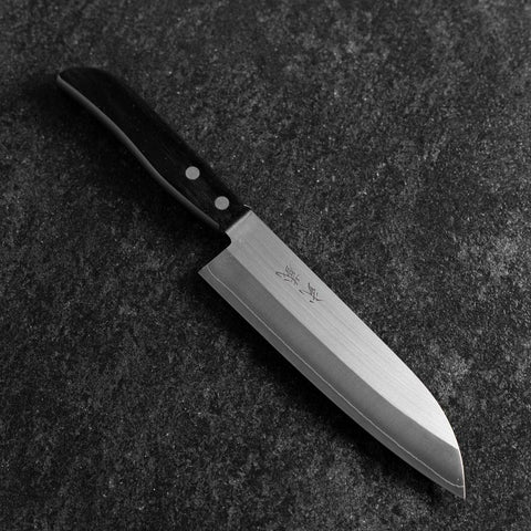 Santoku SLD Polished Western Black Handle 165mm (Tsuba Nashi)-[Musashi]-[Japanese-Kitchen-Knives]