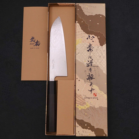 Santoku SLD Wave Nickel Damascus Buffalo Ebony Handle 165mm (6.5”)-[Musashi]-[Japanese-Kitchen-Knives]