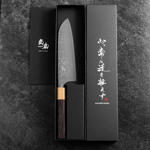 Santoku SPG-Strix Damascus Shitan Handle 165mm (6.5”)-[Musashi]-[Japanese-Kitchen-Knives]