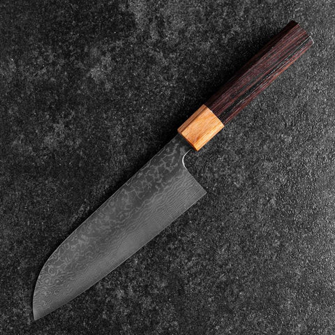 Santoku SPG-Strix Damascus Shitan Handle 165mm-[Musashi]-[Japanese-Kitchen-Knives]