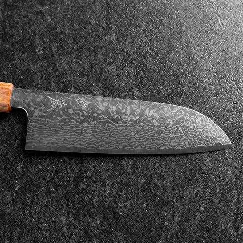 Santoku SPG-Strix Damascus Shitan Handle 165mm-[Musashi]-[Japanese-Kitchen-Knives]
