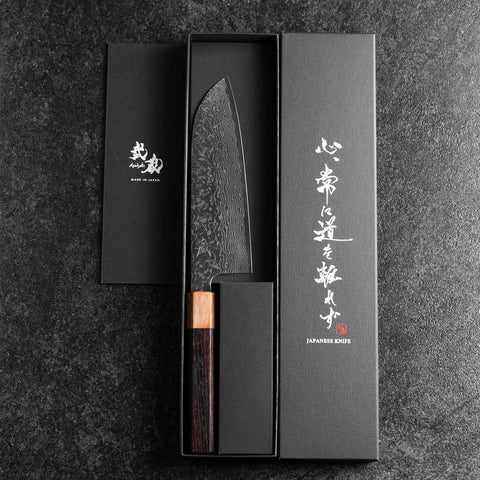 Santoku SPG-Strix Damascus Shitan Handle 165mm-[Musashi]-[Japanese-Kitchen-Knives]