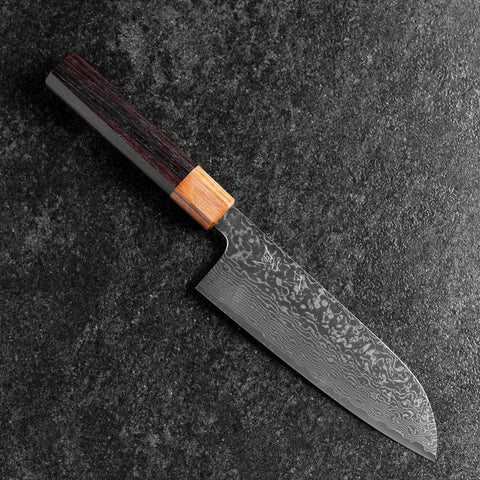 Santoku SPG-Strix Damascus Shitan Handle 165mm-[Musashi]-[Japanese-Kitchen-Knives]