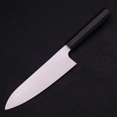 Santoku Silver Steel #3 Damascus Buffalo Ebony Handle 180mm-Silver steel #3-Damascus-Japanese Handle-[Musashi]-[Japanese-Kitchen-Knives]