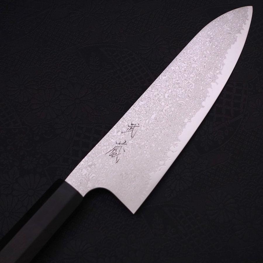 Santoku Silver Steel #3 Damascus Buffalo Ebony Handle 180mm-Silver steel #3-Damascus-Japanese Handle-[Musashi]-[Japanese-Kitchen-Knives]