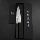 Santoku Silver Steel #3 Damascus Buffalo Wenge Handle 180mm (7”)-[Musashi]-[Japanese-Kitchen-Knives]