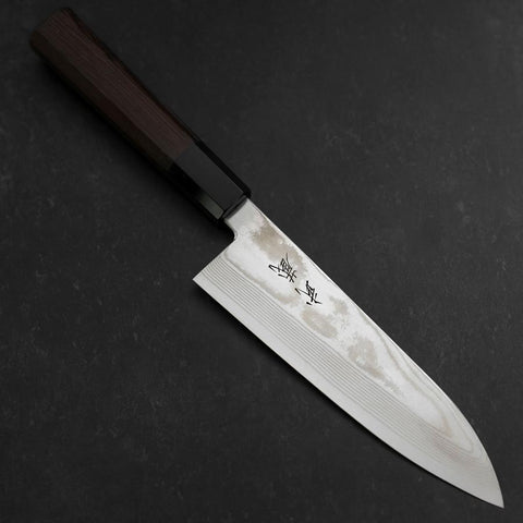 Santoku Silver Steel #3 Damascus Buffalo Wenge Handle 180mm (7”)-[Musashi]-[Japanese-Kitchen-Knives]