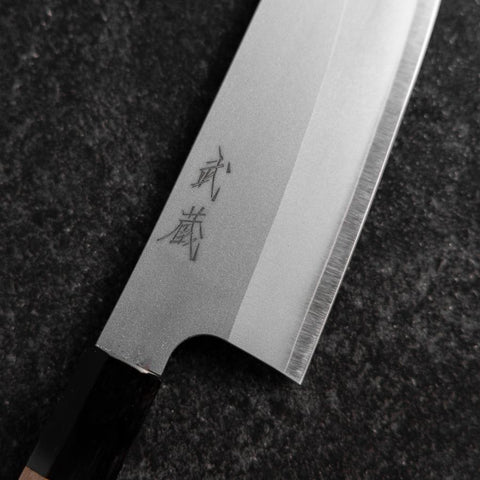 Santoku Silver Steel #3 Kasumi Buffalo Walnut Handle 165mm-[Musashi]-[Japanese-Kitchen-Knives]