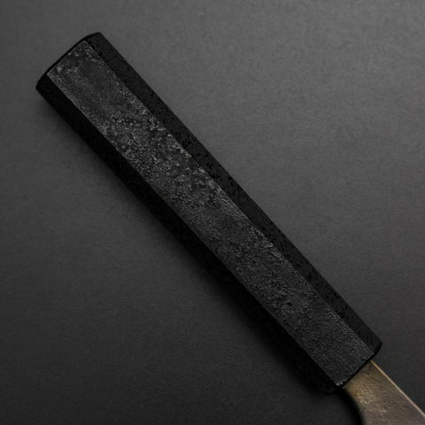 Santoku Silver Steel #3 Nashiji Black Ishime Urushi Handle 165mm (6.5”)-[Musashi]-[Japanese-Kitchen-Knives]