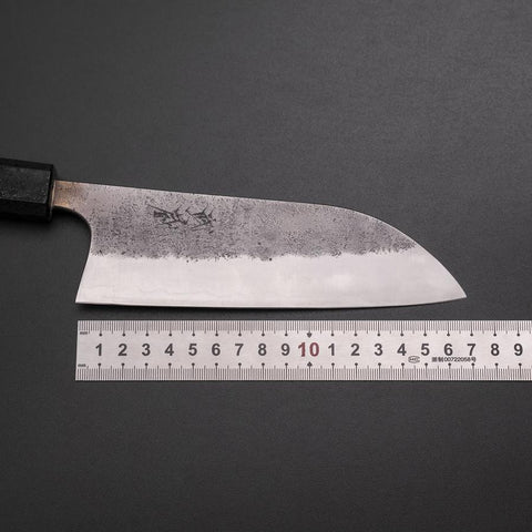 Santoku Silver Steel #3 Nashiji Black Ishime Urushi Handle 165mm (6.5”)-[Musashi]-[Japanese-Kitchen-Knives]