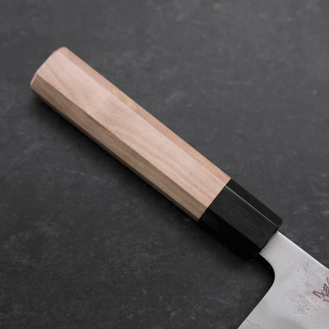 Santoku Silver Steel #3 Nashiji Buffalo Magnolia Handle 165mm (6.5”)-[Musashi]-[Japanese-Kitchen-Knives]