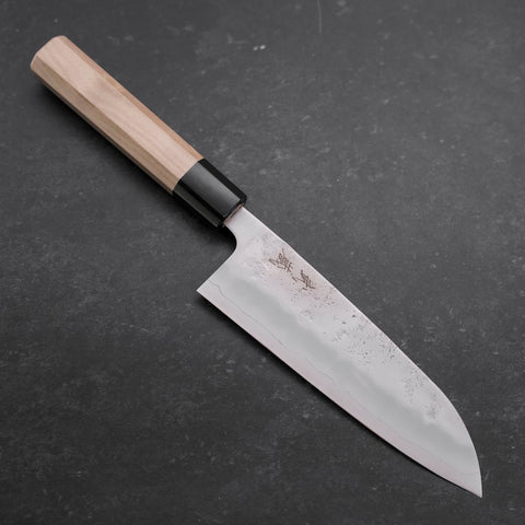 Santoku Silver Steel #3 Nashiji Buffalo Magnolia Handle 165mm (6.5”)-[Musashi]-[Japanese-Kitchen-Knives]