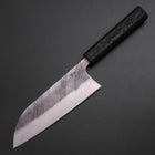 Santoku Silver Steel #3 Nashiji Damascus Black Ishime Urushi Handle 165mm-[Musashi]-[Japanese-Kitchen-Knives]