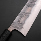 Santoku Silver Steel #3 Nashiji Damascus Black Ishime Urushi Handle 165mm-[Musashi]-[Japanese-Kitchen-Knives]