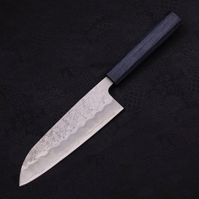 Santoku Silver Steel #3 Nashiji Dark Blue Handle 165mm-Silver steel #3-Nashiji-Japanese Handle-[Musashi]-[Japanese-Kitchen-Knives]