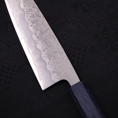 Santoku Silver Steel #3 Nashiji Dark Blue Handle 165mm-Silver steel #3-Nashiji-Japanese Handle-[Musashi]-[Japanese-Kitchen-Knives]