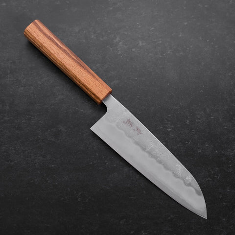 Santoku Silver Steel #3 Nashiji Oak Handle 165mm (6.5”)-[Musashi]-[Japanese-Kitchen-Knives]