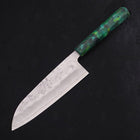 Santoku Silver Steel #3 Nashiji Ocean Green Handle 165mm (6.5”)-[Musashi]-[Japanese-Kitchen-Knives]