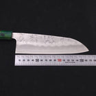 Santoku Silver Steel #3 Nashiji Ocean Green Handle 165mm (6.5”)-[Musashi]-[Japanese-Kitchen-Knives]