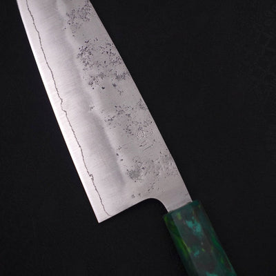 Santoku Silver Steel #3 Nashiji Ocean Green Handle 165mm-Silver steel #3-Nashiji-Japanese Handle-[Musashi]-[Japanese-Kitchen-Knives]