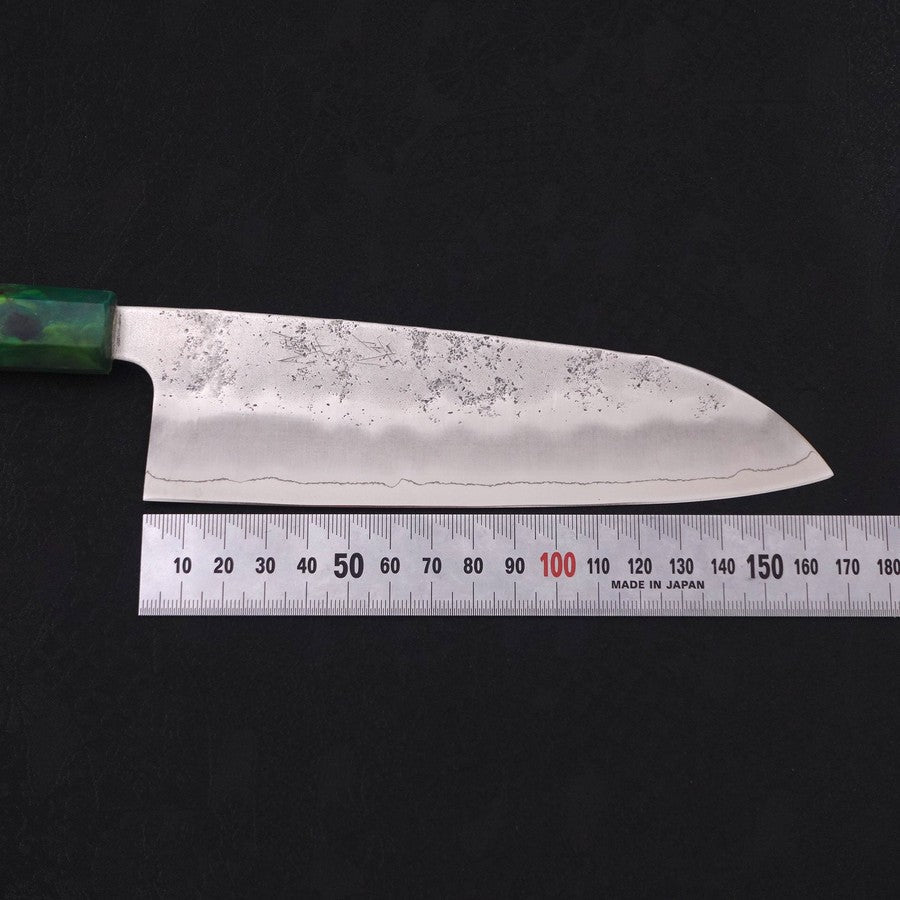 Santoku Silver Steel #3 Nashiji Ocean Green Handle 165mm-Silver steel #3-Nashiji-Japanese Handle-[Musashi]-[Japanese-Kitchen-Knives]