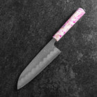 Santoku Silver Steel #3 Nashiji Ocean Sakura Handle 165mm-[Musashi]-[Japanese-Kitchen-Knives]