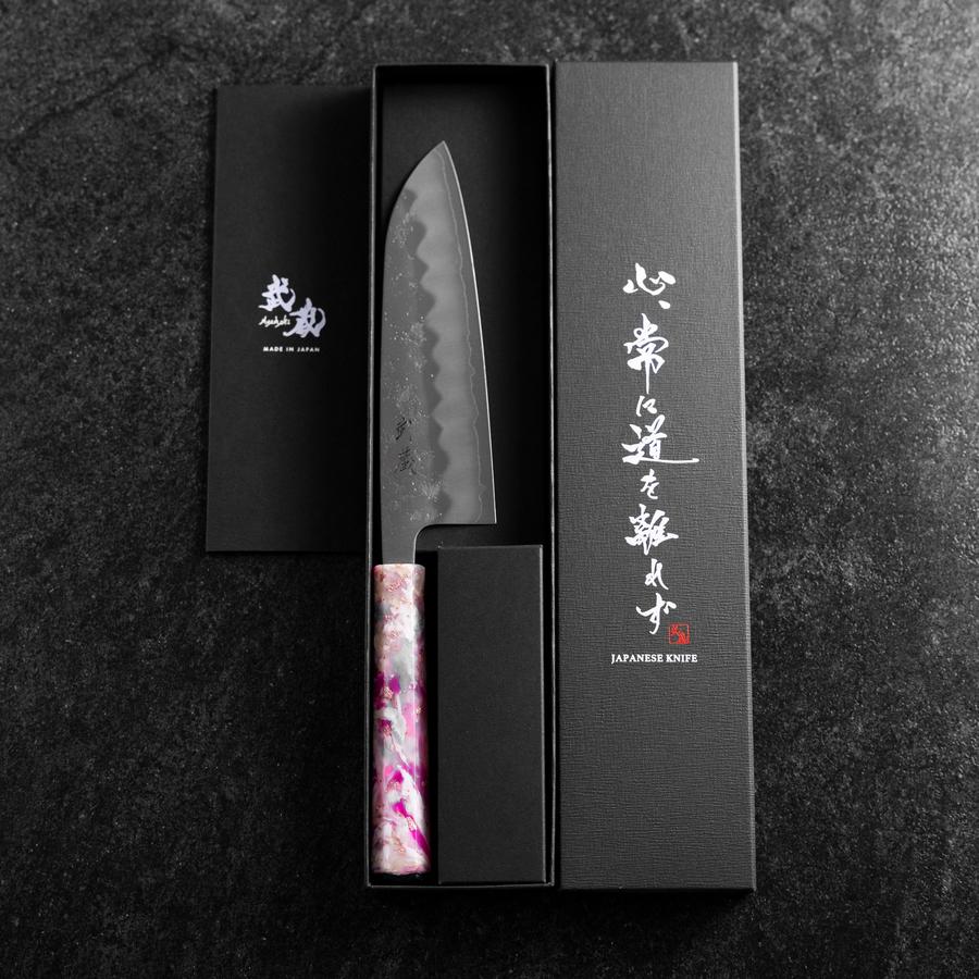 Santoku Silver Steel #3 Nashiji Ocean Sakura Handle 165mm – MUSASHI