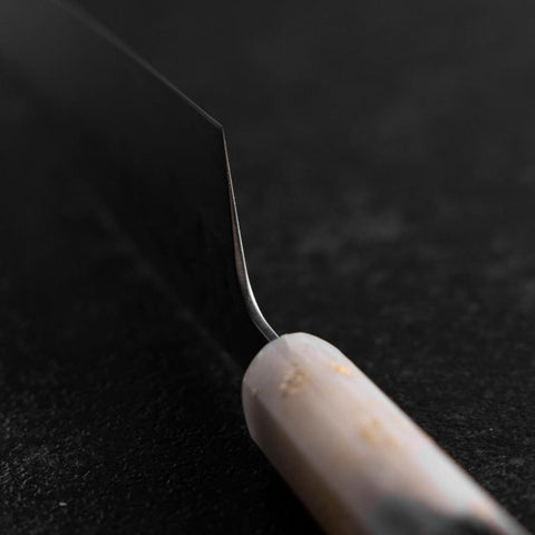 Santoku Silver Steel #3 Nashiji Ocean White Black Gold Handle 165mm-[Musashi]-[Japanese-Kitchen-Knives]