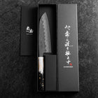 Santoku Silver Steel #3 Nashiji Ocean White Black Gold Handle 165mm-[Musashi]-[Japanese-Kitchen-Knives]
