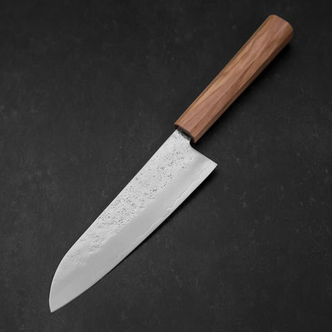 Santoku Silver Steel #3 Nashiji Olive Handle 170mm-[Musashi]-[Japanese-Kitchen-Knives]