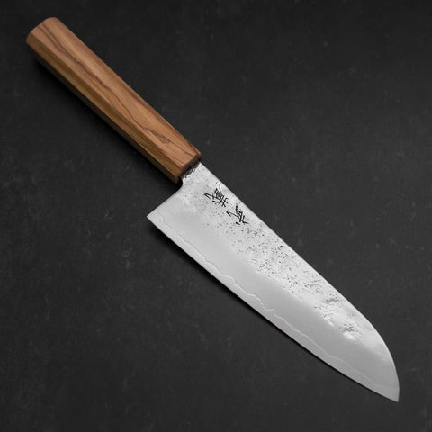 Santoku Silver Steel #3 Nashiji Olive Handle 170mm-[Musashi]-[Japanese-Kitchen-Knives]